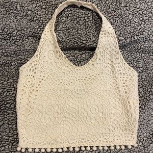 White Knitted Free People halter top